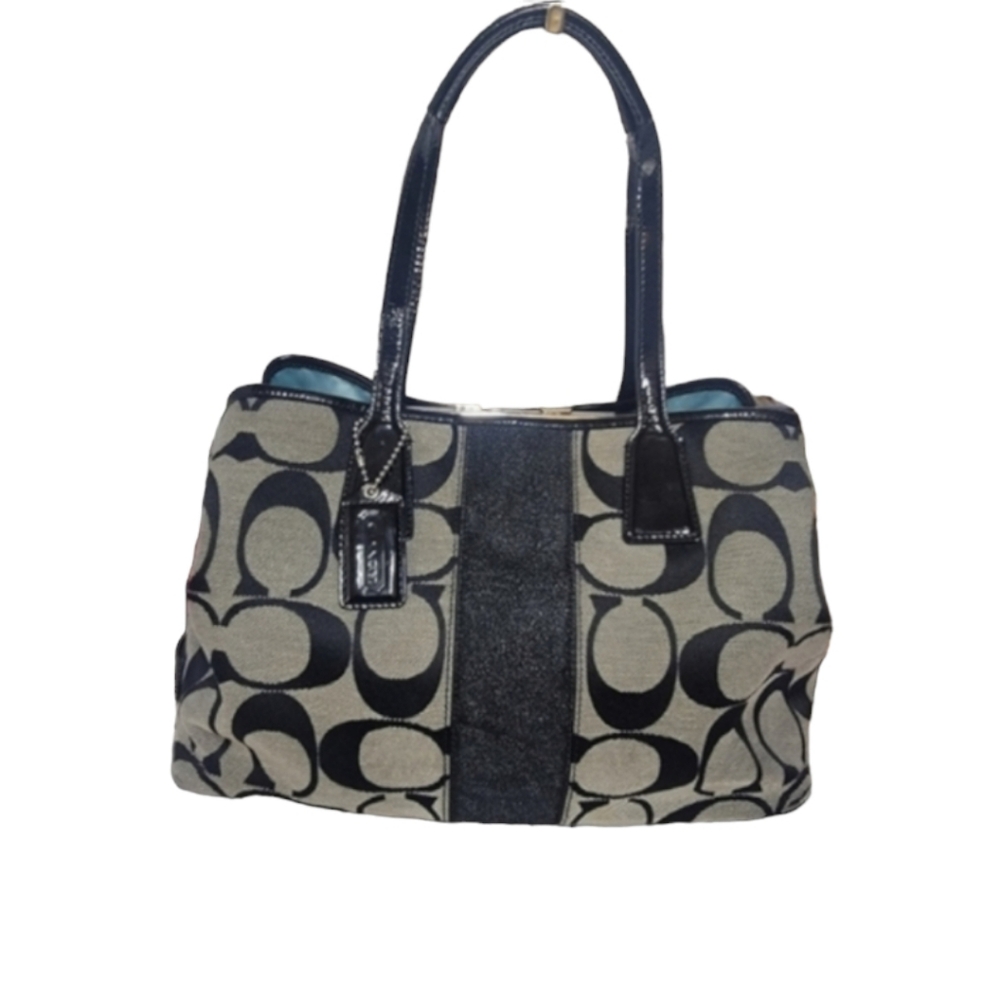 COACH Kiss Lock Jacquard/Leather Bag F13533